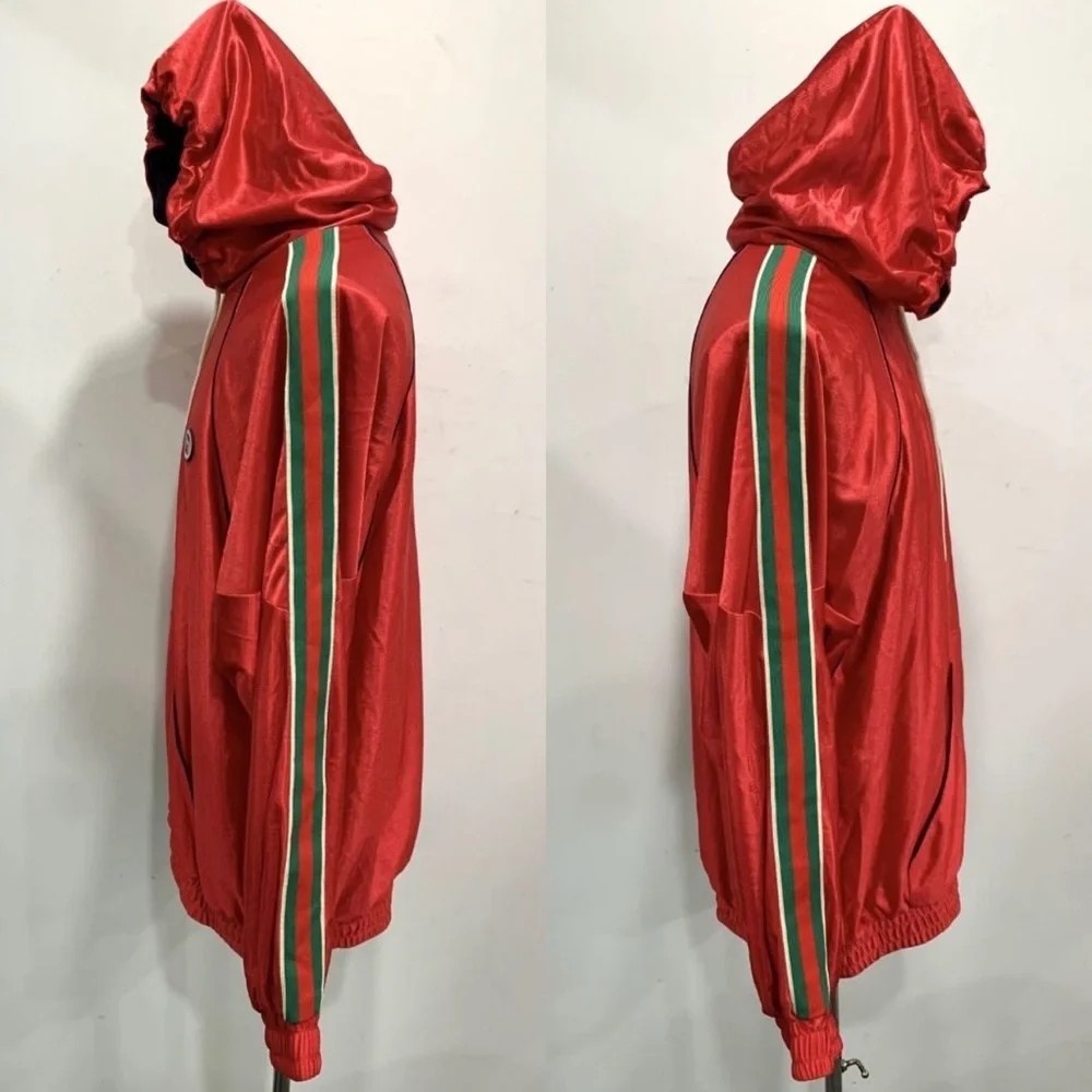 Gucci Shiny Jersey Hooded Sweatshirt With Web 'Red'